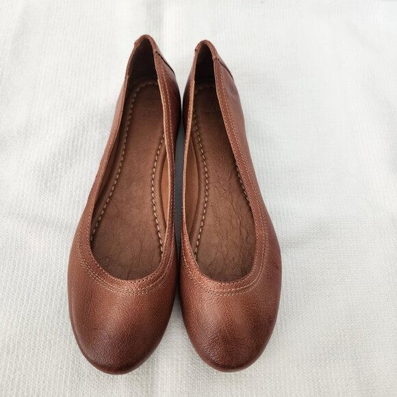 Frye Womens 9M Carson Ballet Flats Shoes Leather Cognac Slip On Round Toe Rustic - Picture 4 of 14